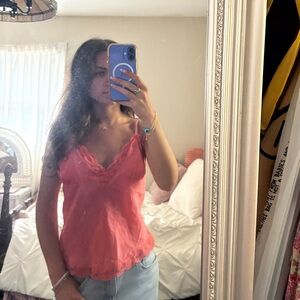 Free People Coral Lace Camisole